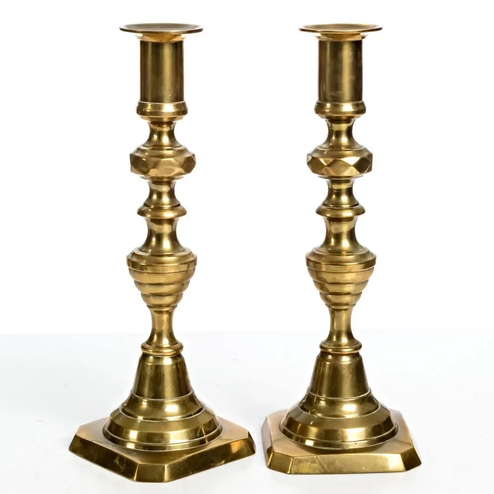 Solid Brass Candle Holders - Heavy Vintage - 8.5